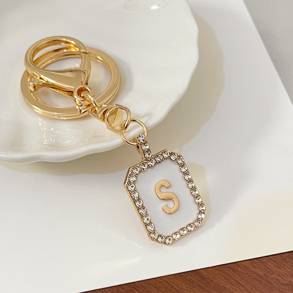Wholesale 26 Letters Diamond-drip Oil Key Chain