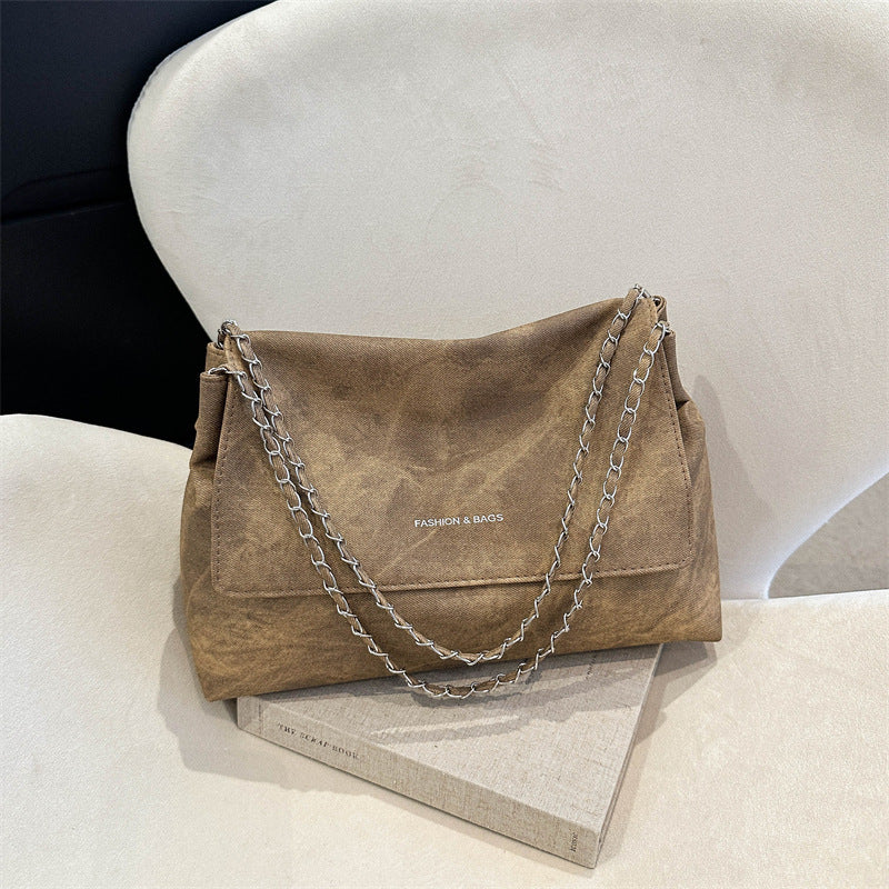 Wholesale Retro Large Capacity Denim Versatile Chain Shoulder Bag