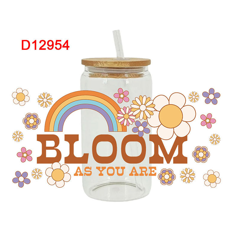 Wholesale Colorful Cartoon Cute Retro Fresh Inspirational Theme 16oz Cup UV DTF Wraps