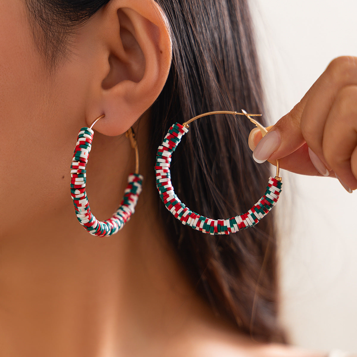 Wholesale Christmas contrasting  Hoop Earrings