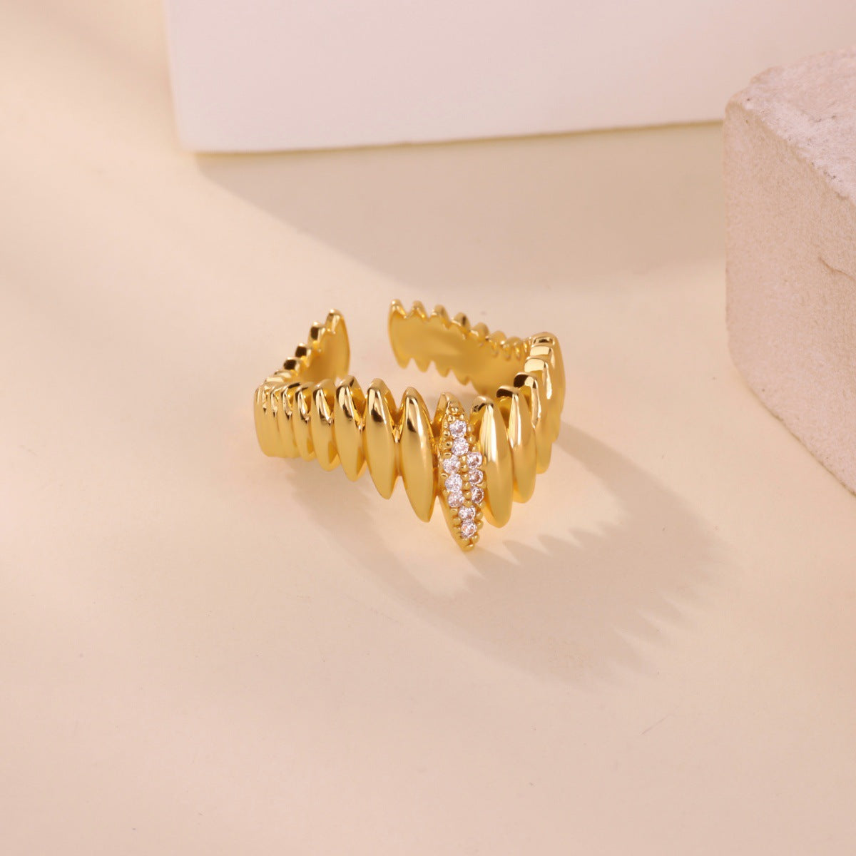 Wholesale gold-plated open ring double-layer ring luxury index finger ring