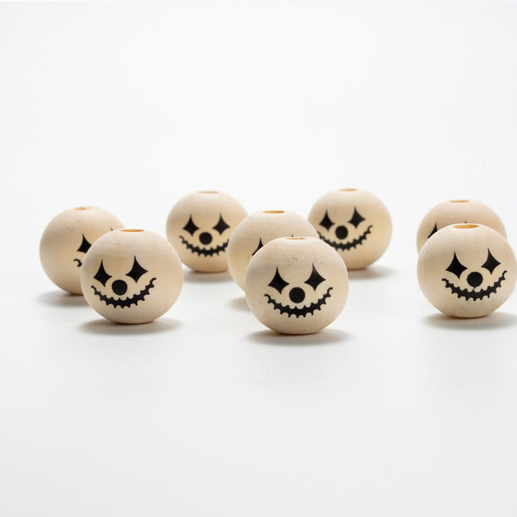 Wholesale 10pcs Halloween Colorful Pattern Wooden Beads