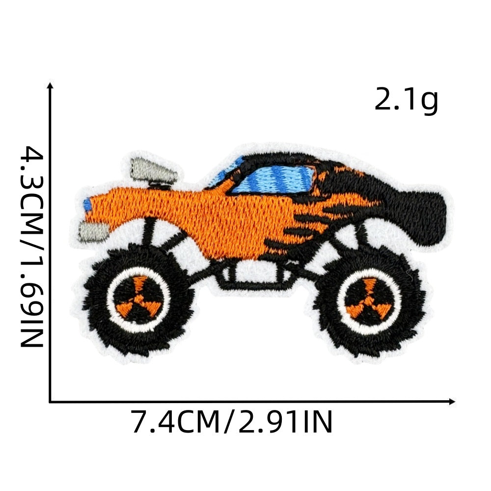 Wholesale Trendy Monster Truck Embroidered Patch Polyester Sew On Applique For Kids Clothing Bags And DIY Crafts