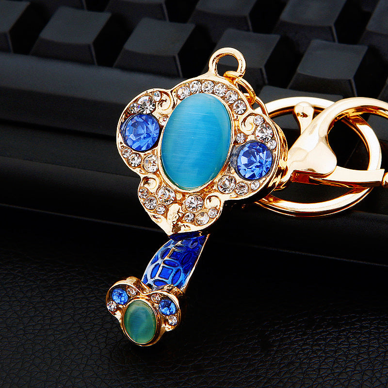 Wholesale Metal Pink Rhinestone Lucky Bag Keychain Chinese Style Car Key Accessory For Women Gift