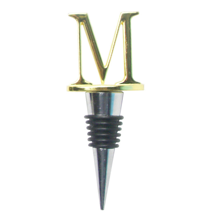 Wholesale Zinc Alloy 26 English Letter Wine Stopper Bottles