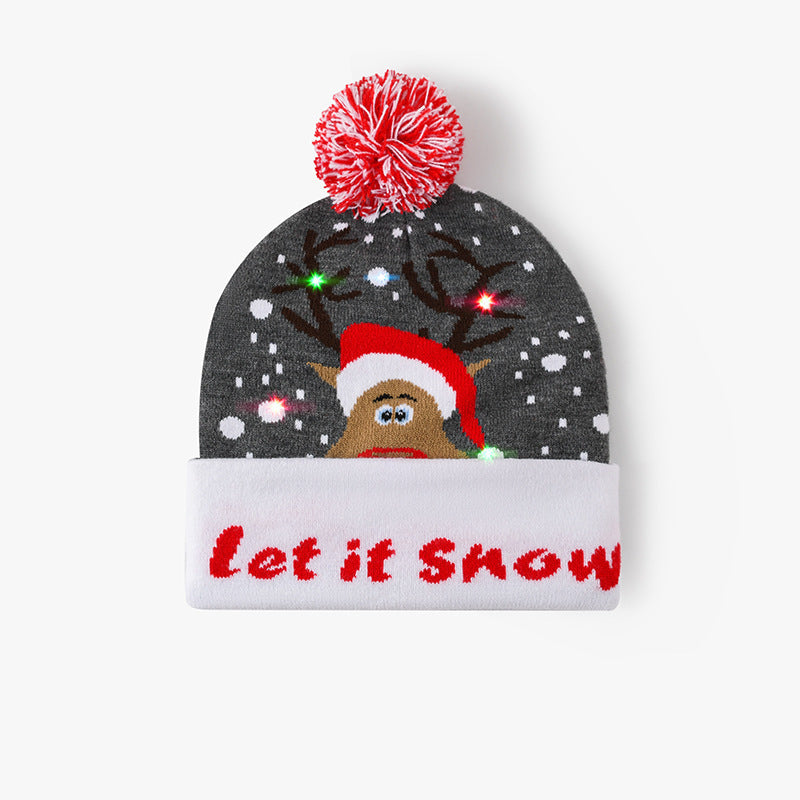 Wholesale Christmas hat luminous Christmas decoration wool hat colorful light party knitted hat