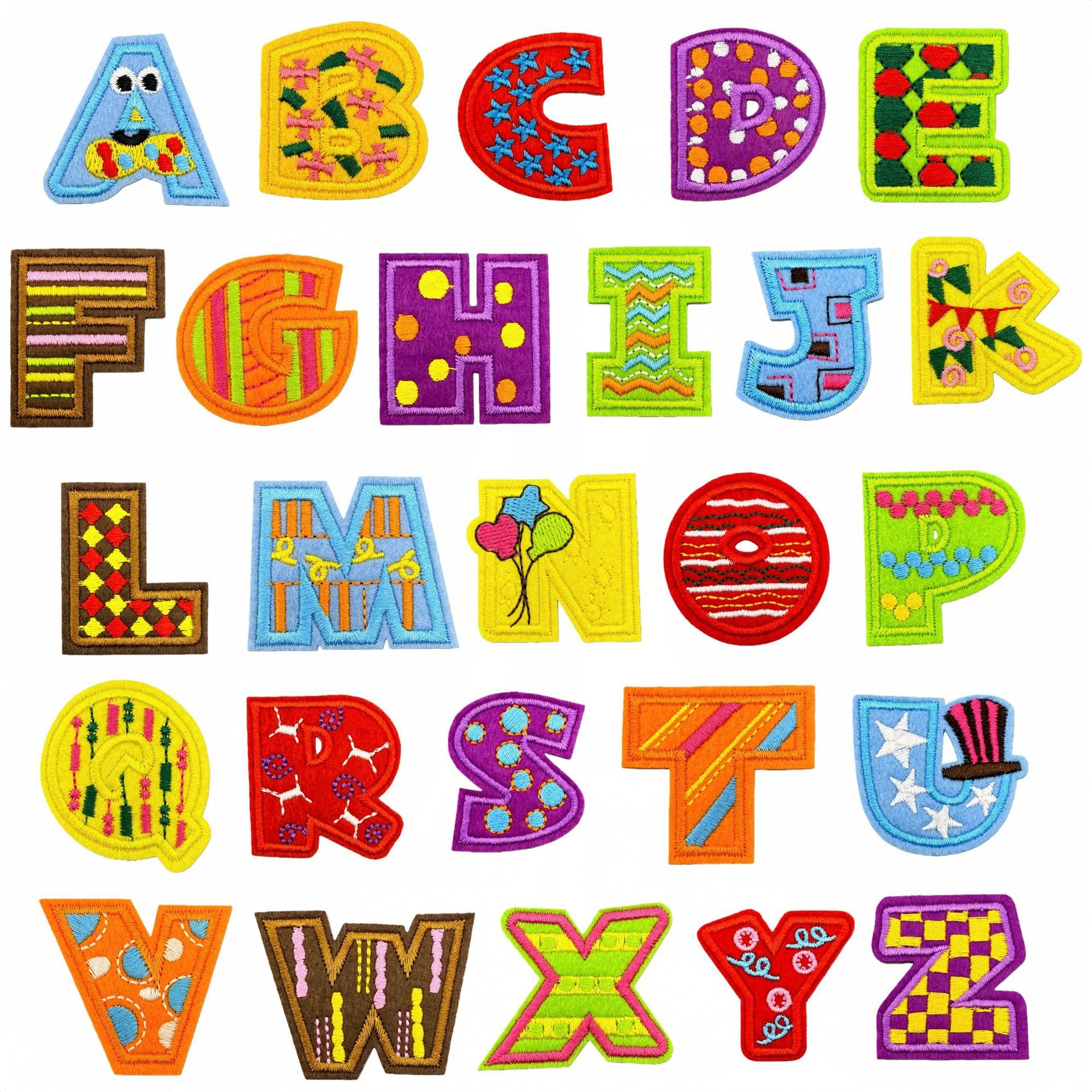 Wholesale Polyester Cartoon Alphabet Embroidery Patches Iron On DIY Clothing Bag Accessory