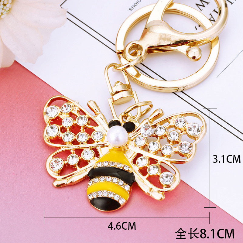 Wholesale Diamond-encrusted bee insect car key chain