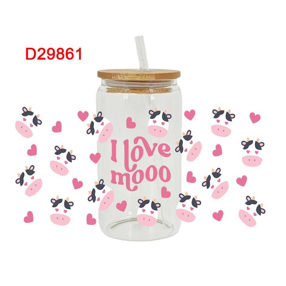 Wholesale Cute cartoon sunflower cow 16oz Cup UV DTF Wraps