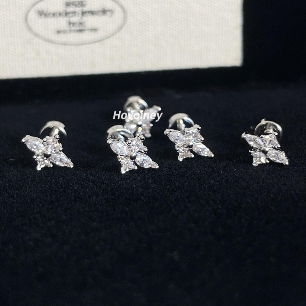 Wholesale Super Flash Horse Eye Zircon Cross Stainless Steel Earrings