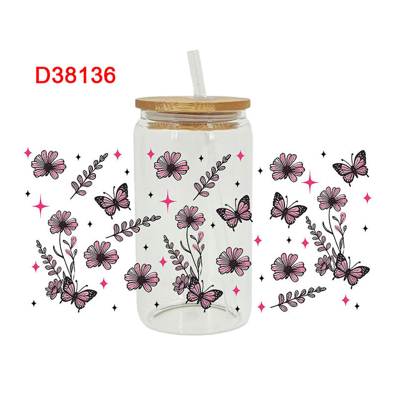 Wholesale UV transfer sticker for glass cups sticker 16OZ UV DTF WRAPS
