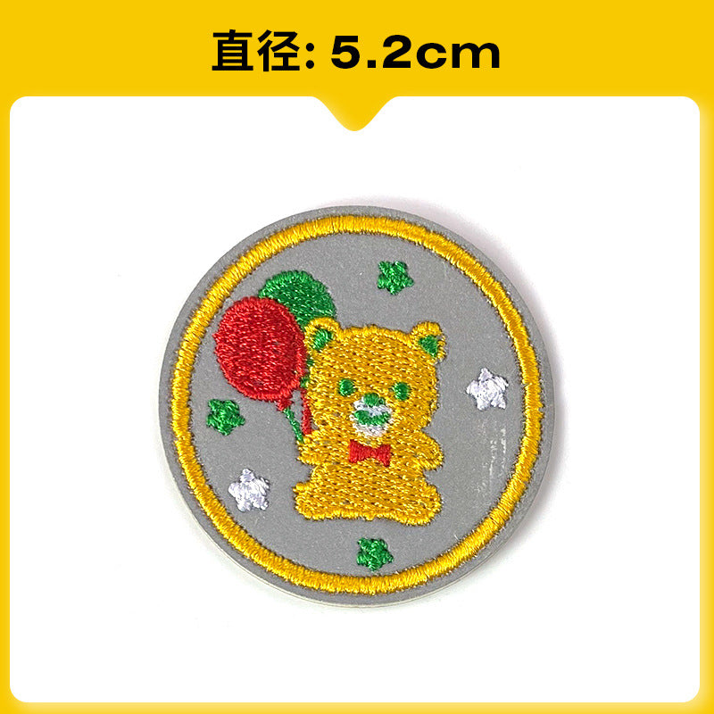 Wholesale Chic Reflective Cartoon Embroidered Patch For Backpack Coat School Bag Safety Decorative Badge