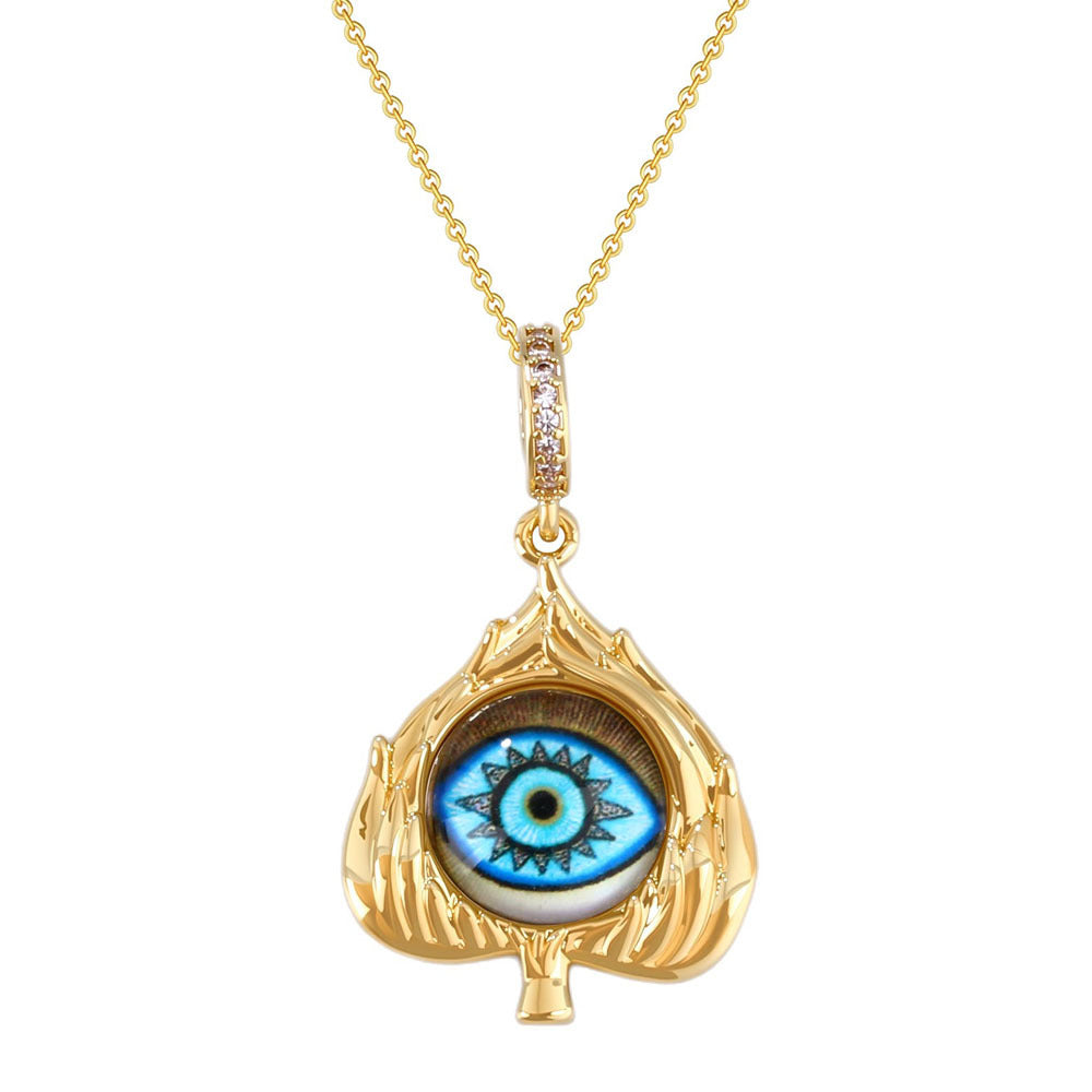 Wholesale Heart Evil Eye Pendant Necklace Gold Plated Copper Boutique Jewelry Accessory Gift