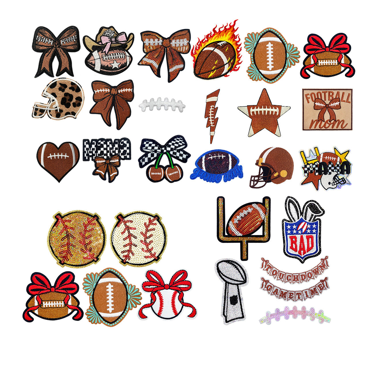 Wholesale Embroidered Football Game Day Iron On Patch DIY Decorative Applique For Coats And Fashion Accessories