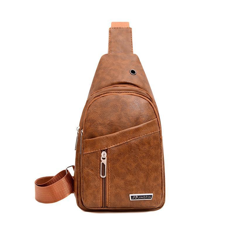 Wholesale PU Leather Crossbody Shoulder Bag Large Capacity Men's Chest Bag