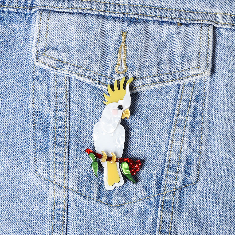 Wholesale Parrot Acrylic Cartoon Animal Brooch