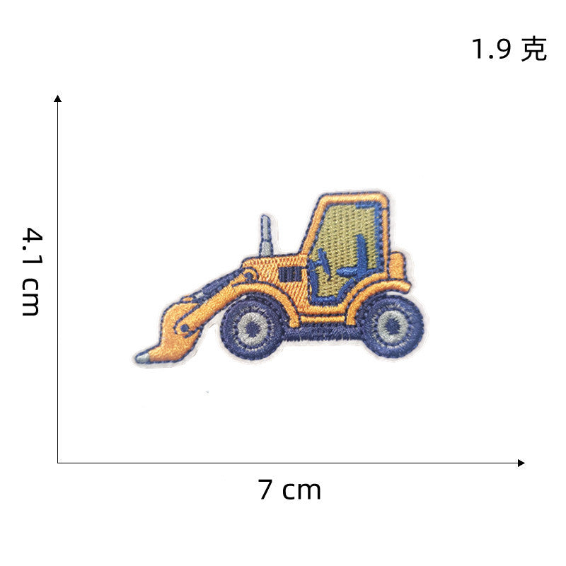 Wholesale Excavator Cartoon Embroidered Patch Polyester Iron On Sewing Craft Clothing Decoration Boutique Resale Accessory