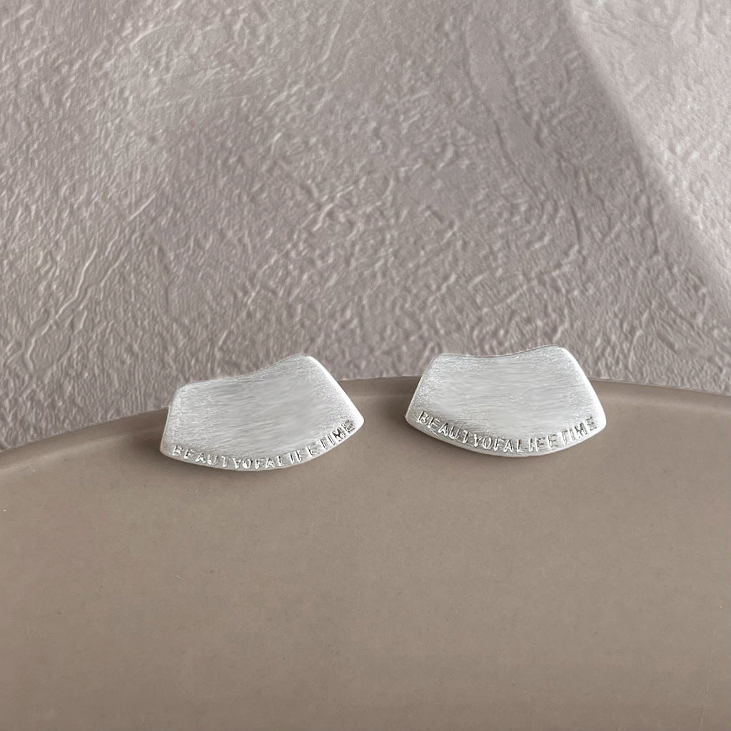 Wholesale Golden brushed frosted geometric earrings