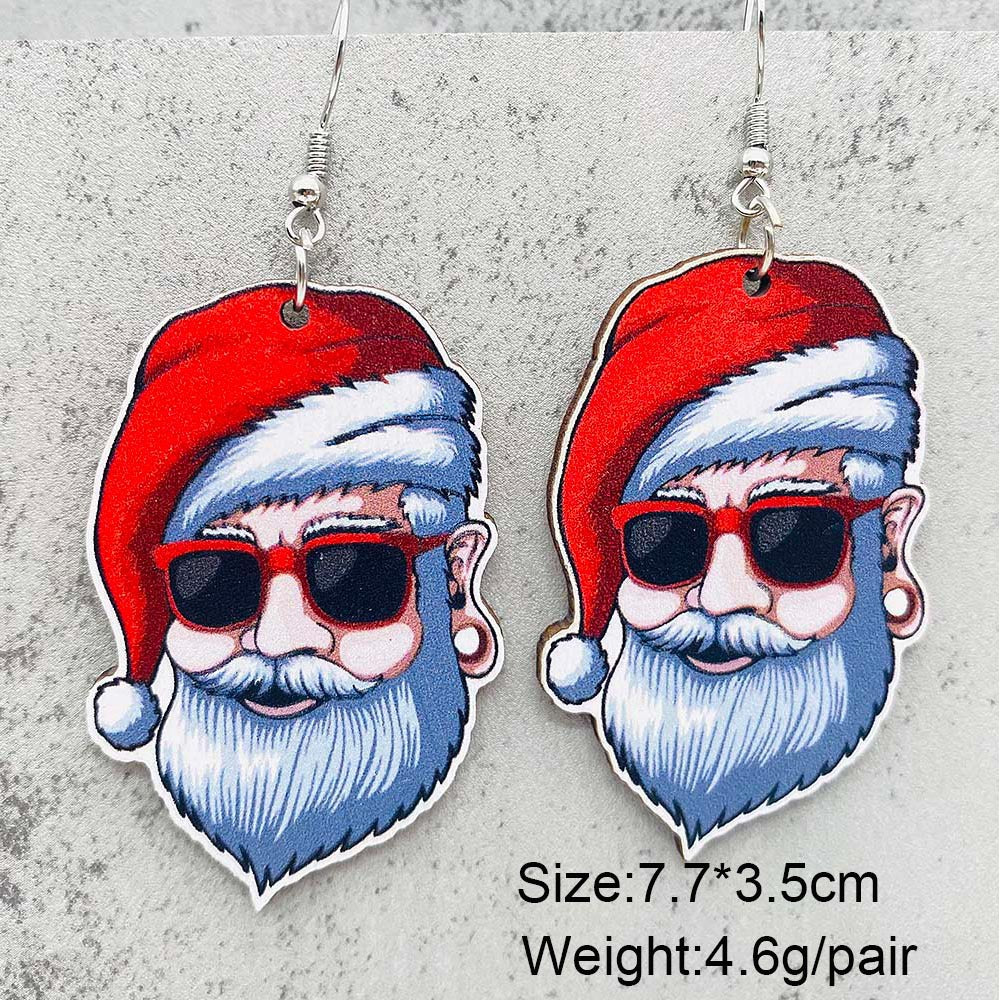 Wholesale Red Car Skateboard Santa Wooden Earrings Christmas
