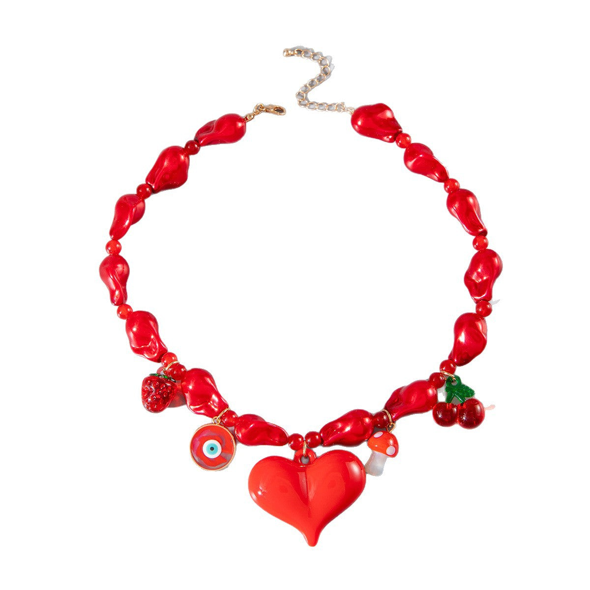 Wholesale Romantic Love Pearl Cherry Valentine' s Day Necklace