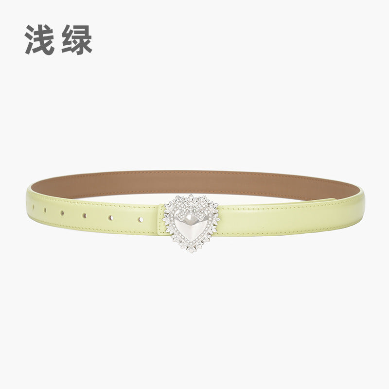 Wholesale Silver Love Buckle Genuine Leather Belt
