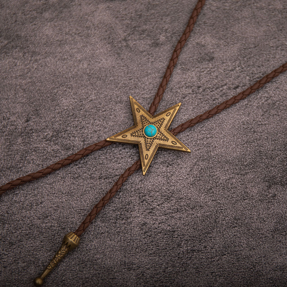 Wholesale Turquoise pattern five-pointed star alloy tie