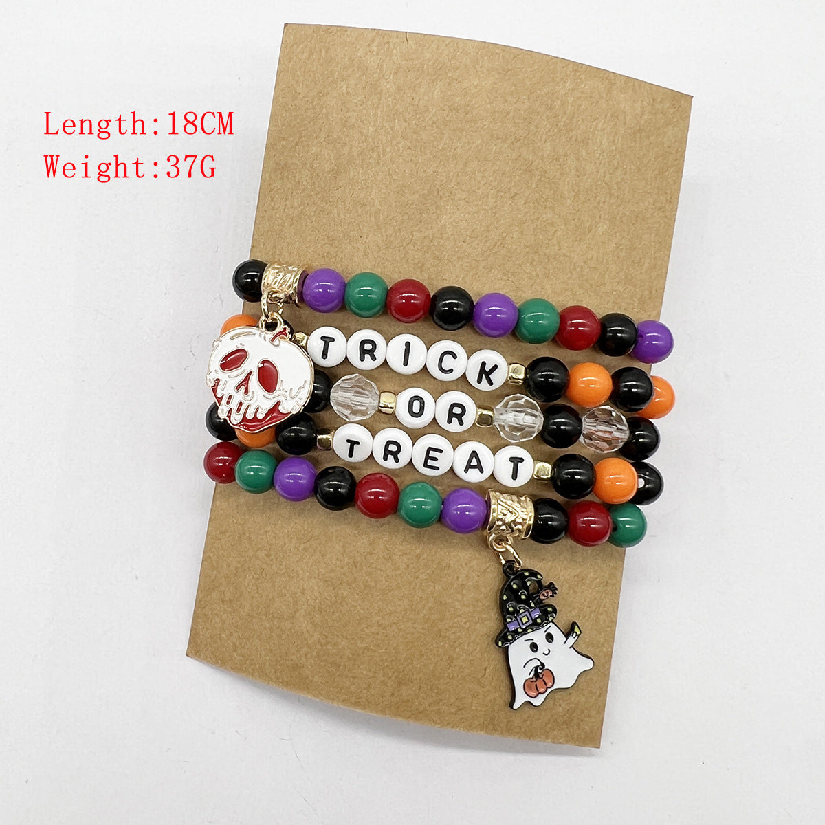 Wholesale Halloween Multi-layer Spider Pumpkin Ghost Skull Letter BOO Elastic Bracelet