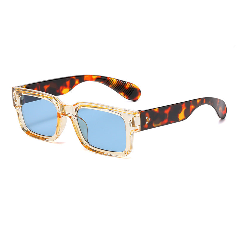 Wholesale Colorblock Square Frame Sunglasses Beige Stud Sunglasses