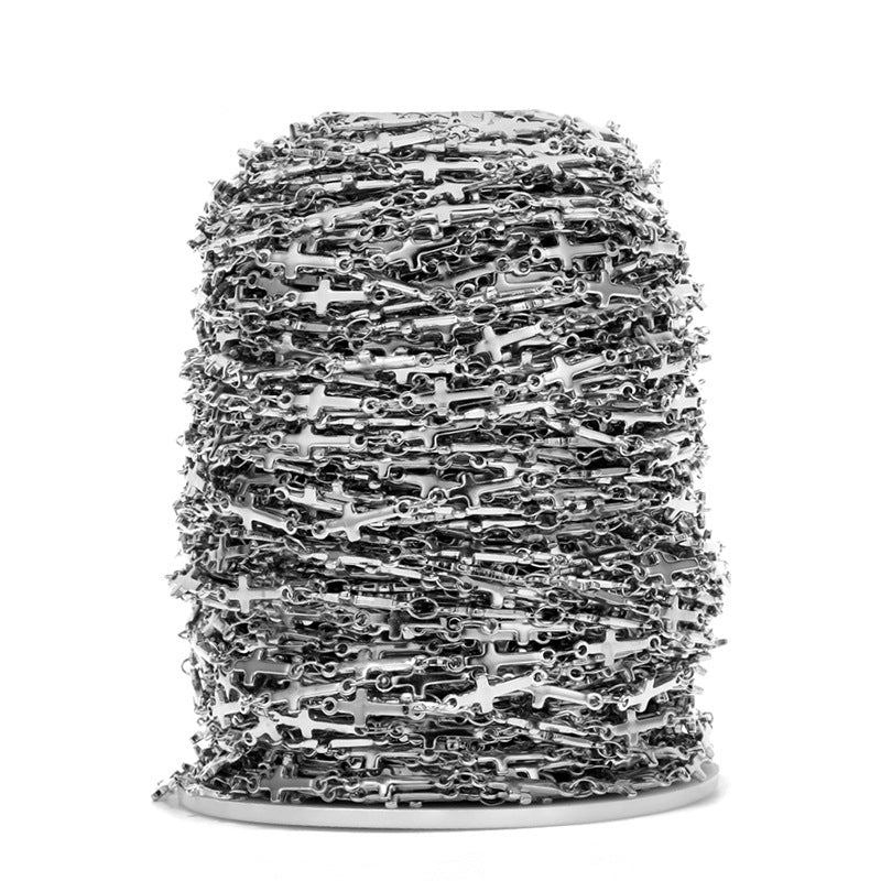 Wholesale 5mm 2PCS Stainless Steel Cross Chain DIY Jewelry Pendants