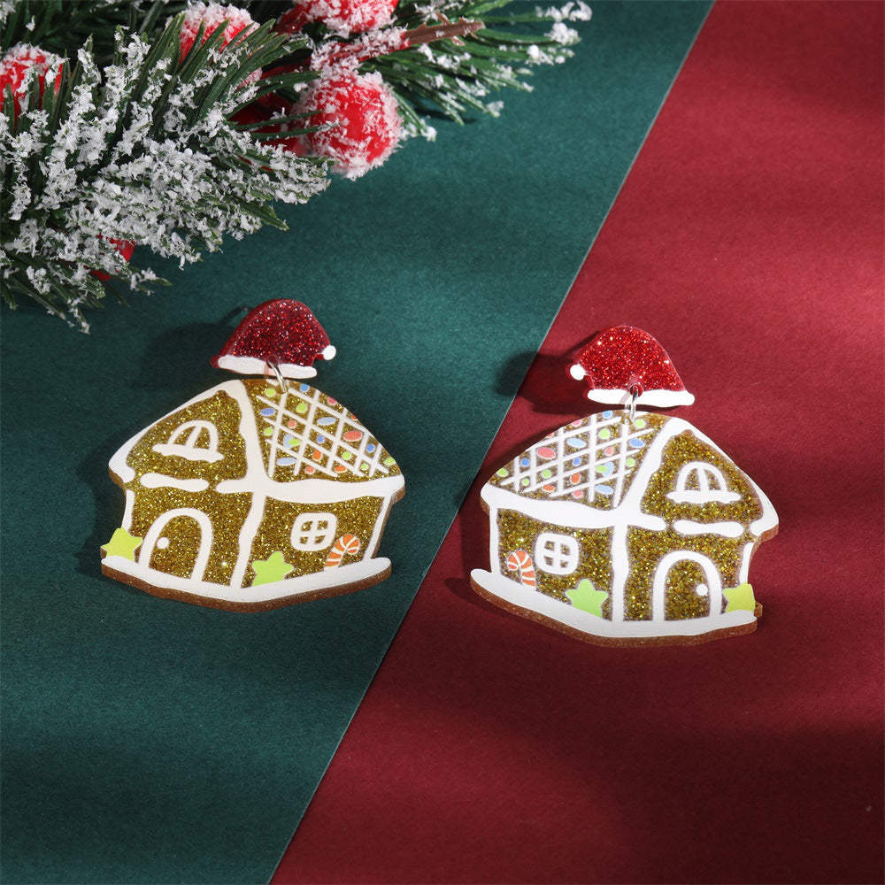 Wholesale Christmas Tree Christmas Hat Socks Elk Earrings