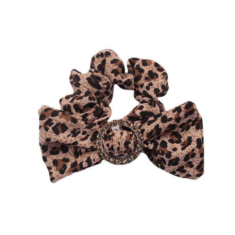 Wholesale Leopard Print Bow Fabric Hair Tie