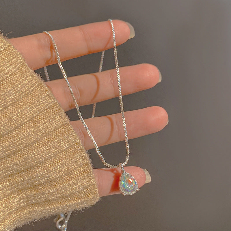Wholesale Sweet Moonstone Clavicle Chain Water Drop Simple Necklaces