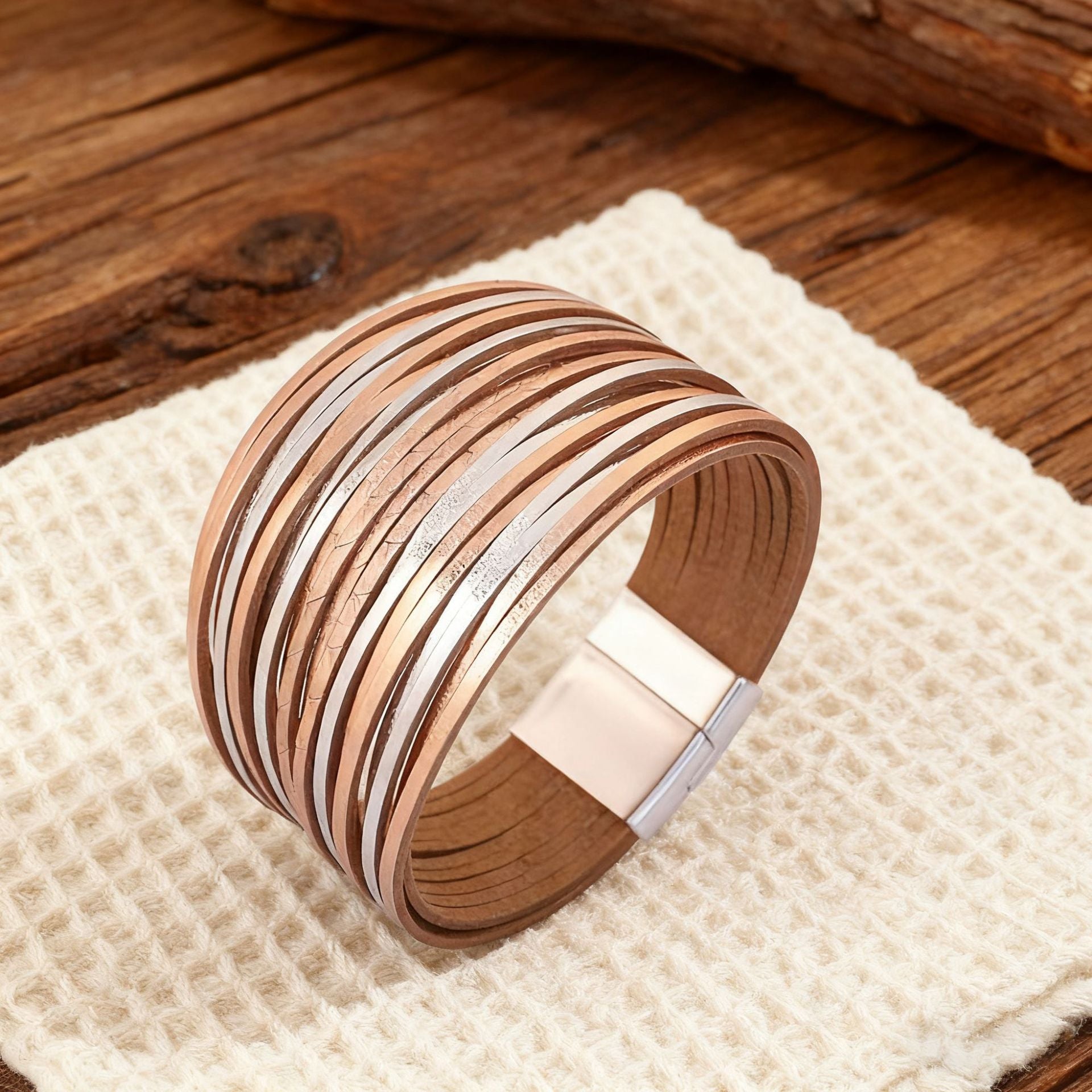 Wholesale Color-blocked embossed  Layered Bracelet Set