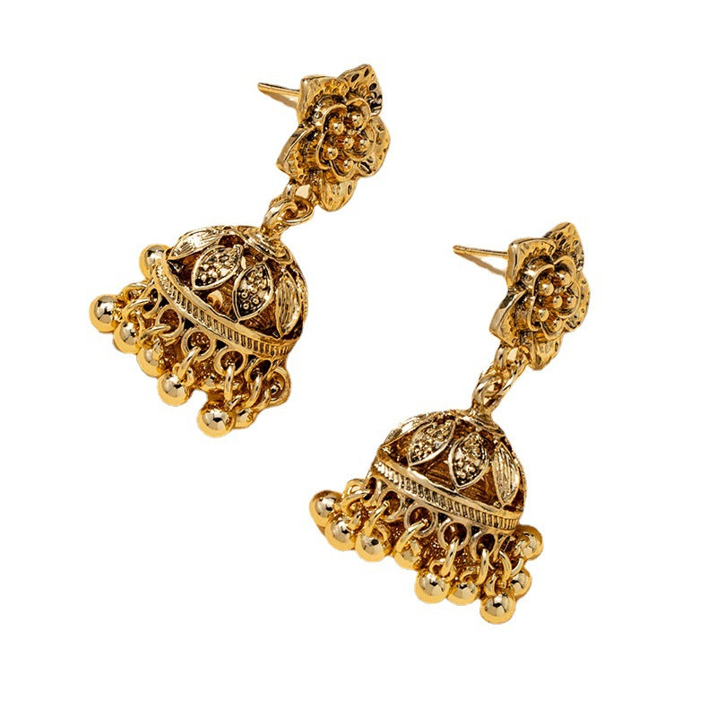 Wholesale Trendy Retro Gold Bell Design Temperament Geometric Metal Earrings