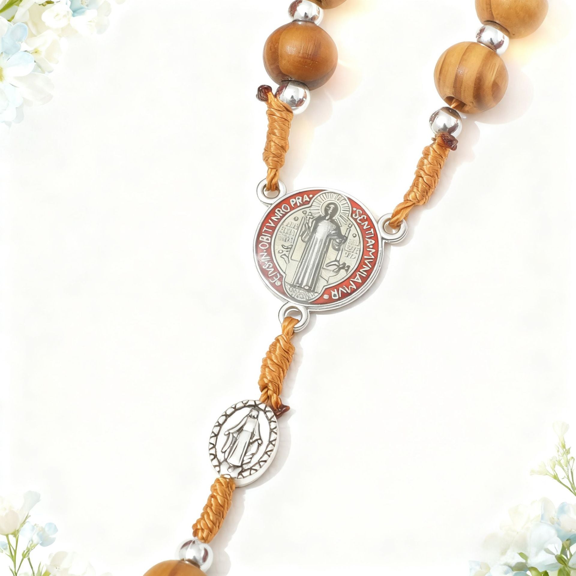Wholesale Wooden Rosary Necklace 10mm Wood Color Cross