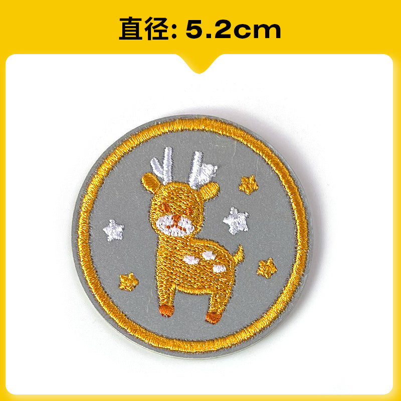 Wholesale Chic Reflective Cartoon Embroidered Patch For Backpack Coat School Bag Safety Decorative Badge
