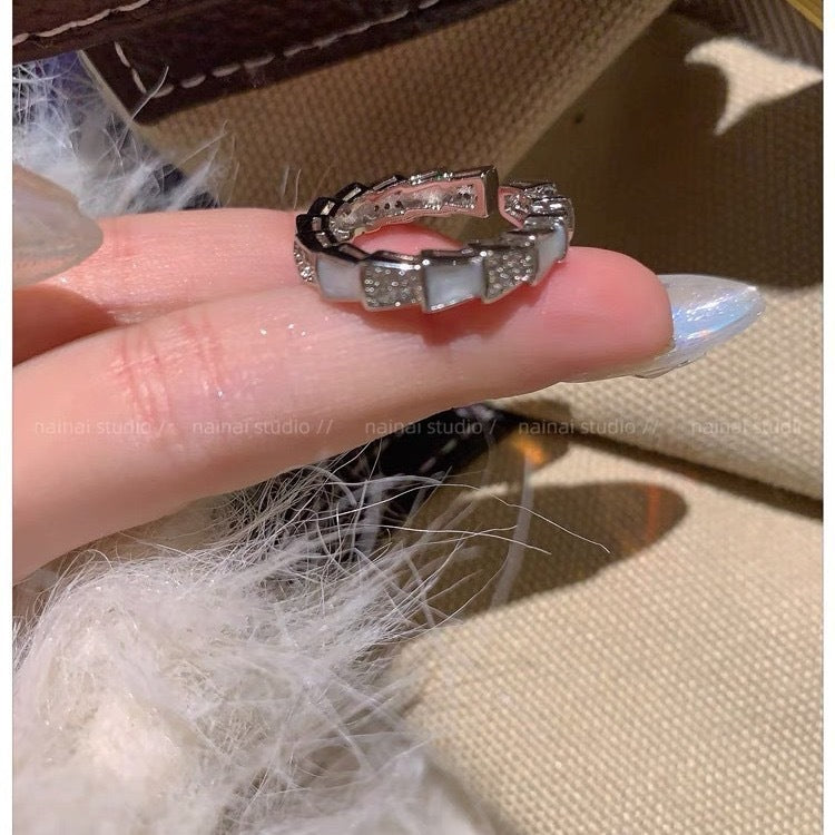 Wholesale Snake Ring ~ Super Immortal Zircon bling High-grade Light Luxury Niche Design Finger Ring Opening Adjustable Ring
