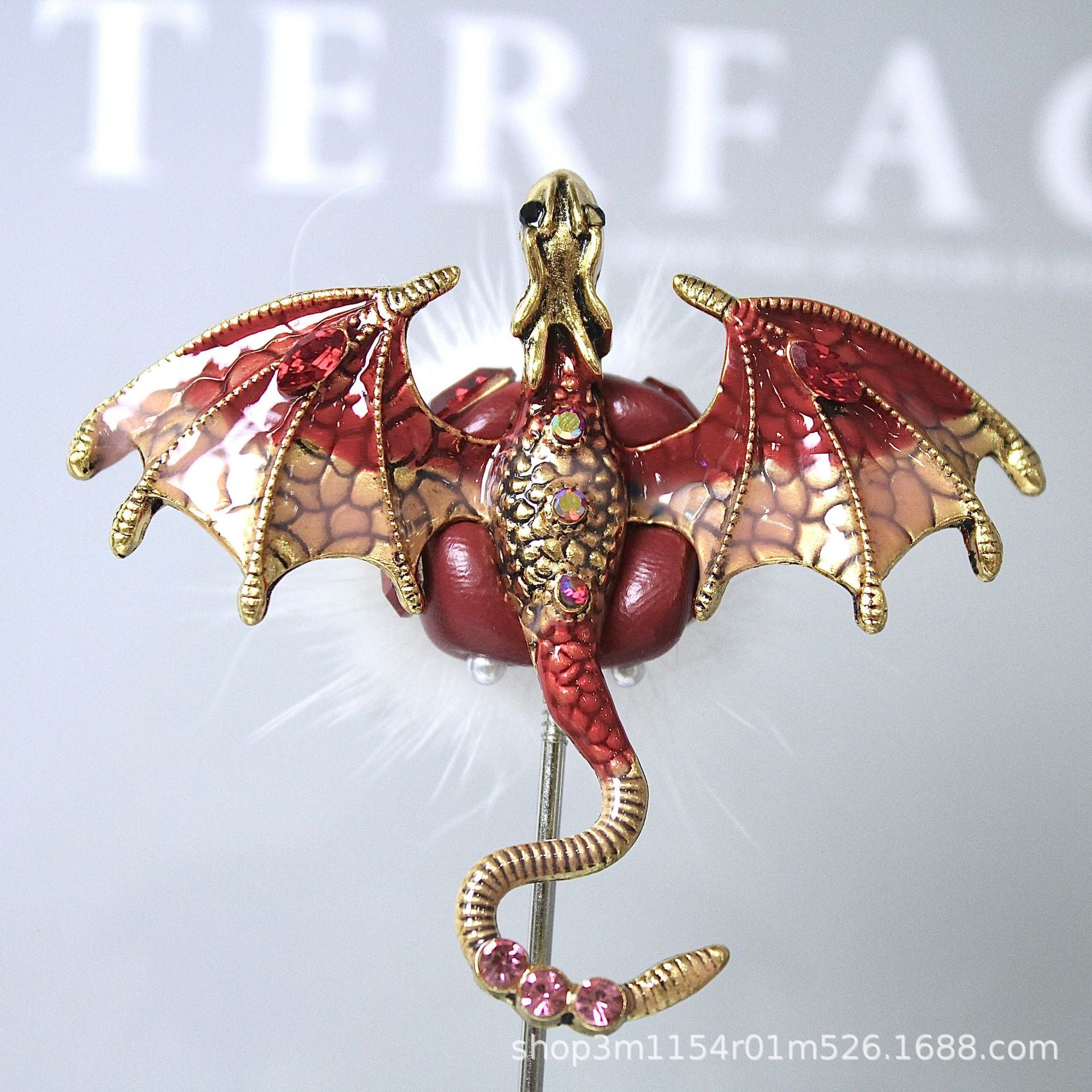 Wholesale 10pcs Enamel clay inlaid with diamond dragon animal beads