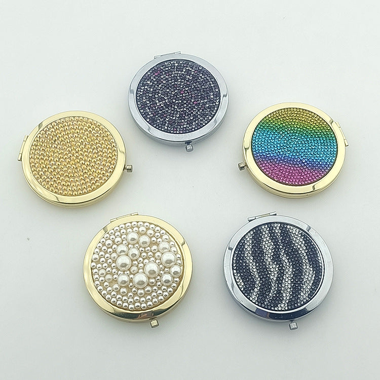 Wholesale Folding Pearl Diamond Makeup Aluminum Mirror