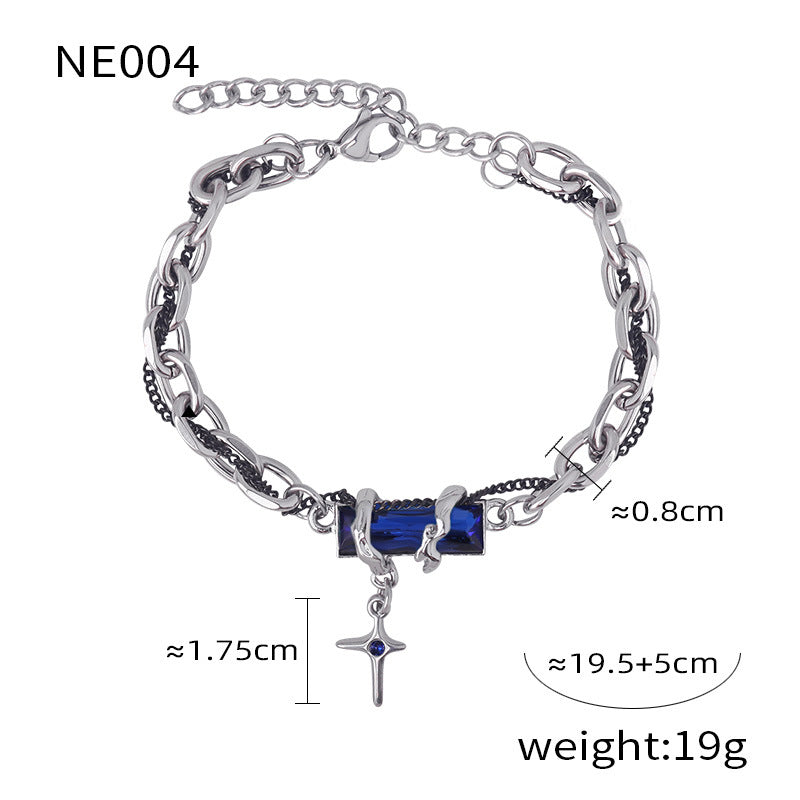 Wholesale  Hip-hop Style Winding Color Zircon Design Sense Cold Style Simple Titanium Steel Jewelry suit