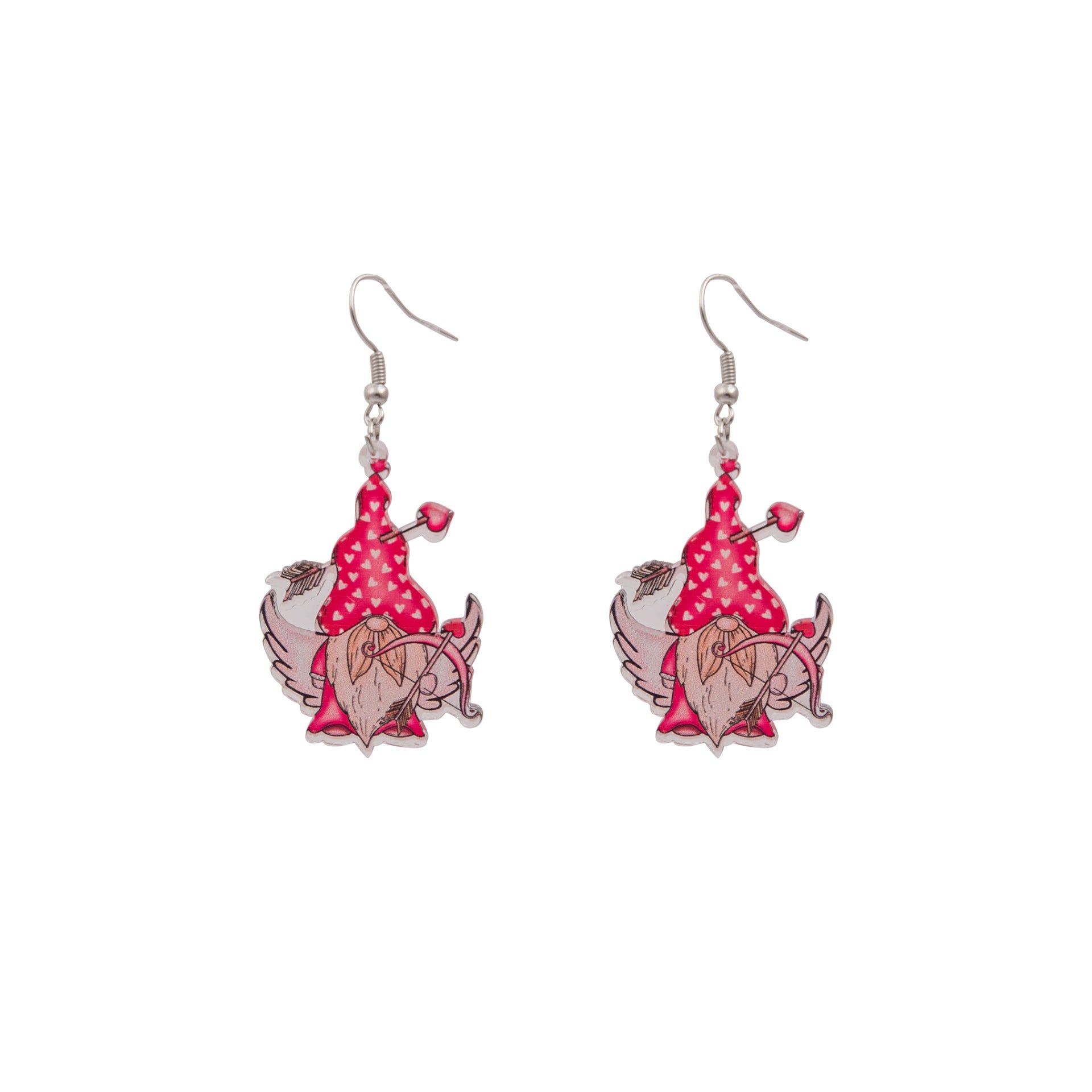 Wholesale  Valentine' s Day Pink Dwarf Flamingo Letter Earrings