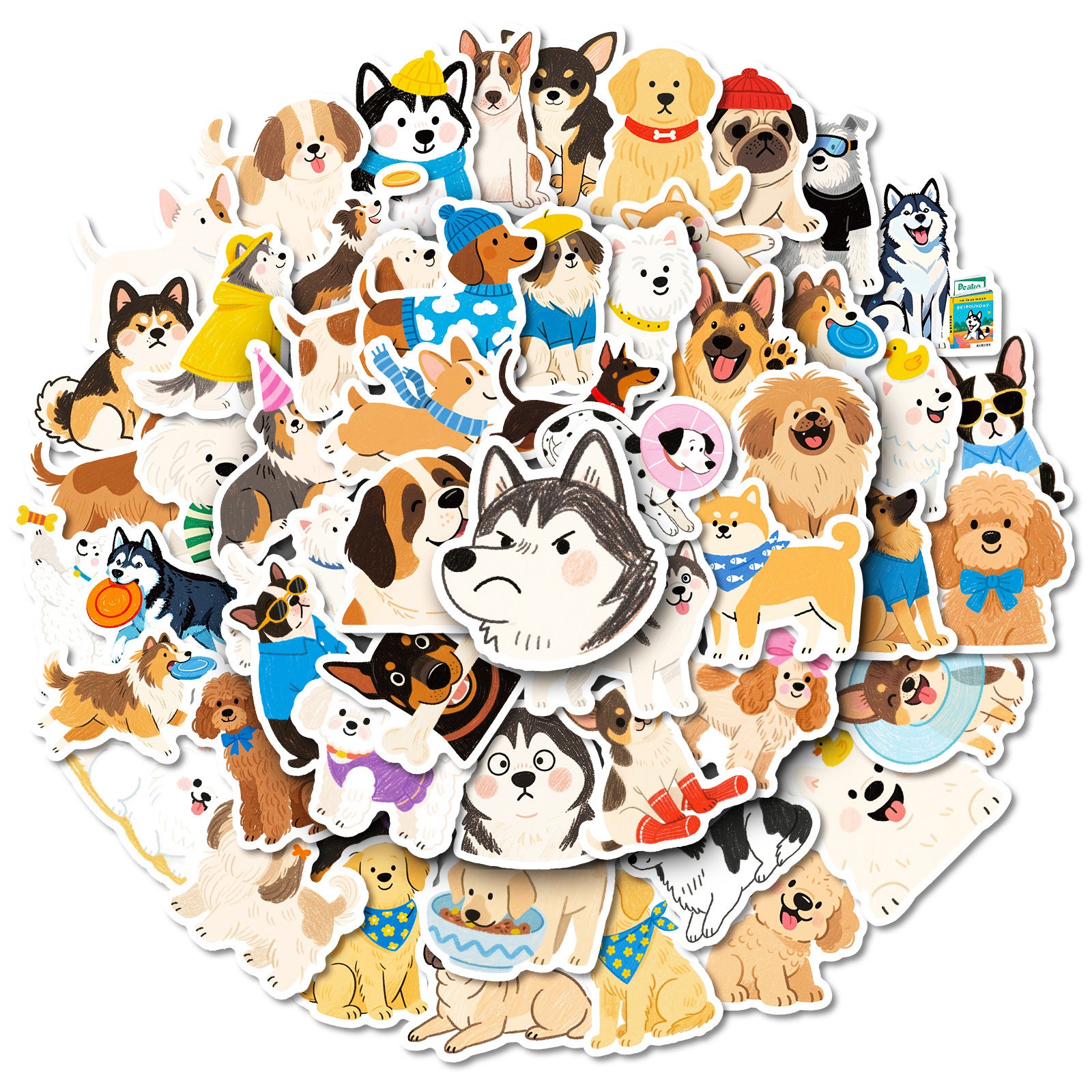 Wholesale 56pcs Cute Hand-drawn Dog Cartoon Waterproof Vinyl Stickers