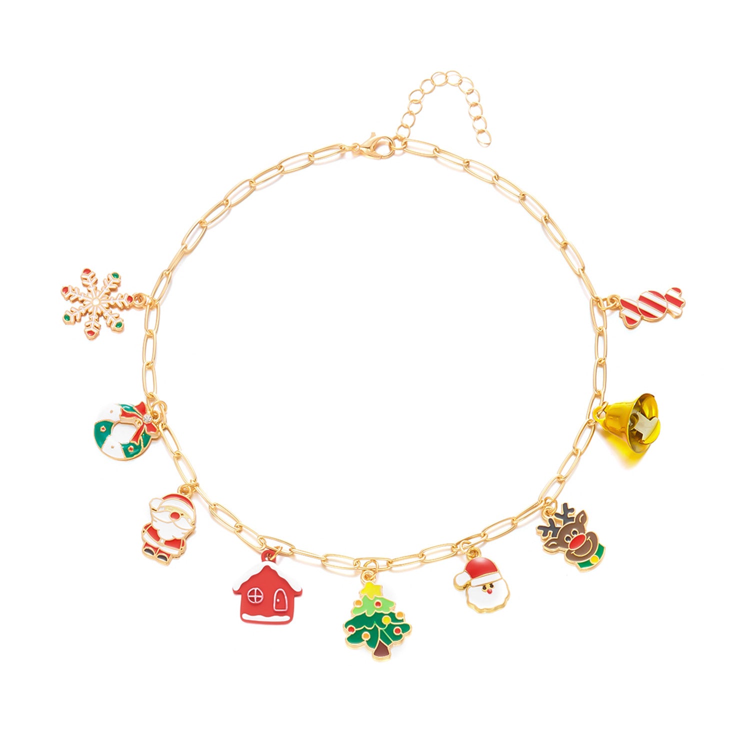 Wholesale Old man Christmas tree bell Pendant  necklace