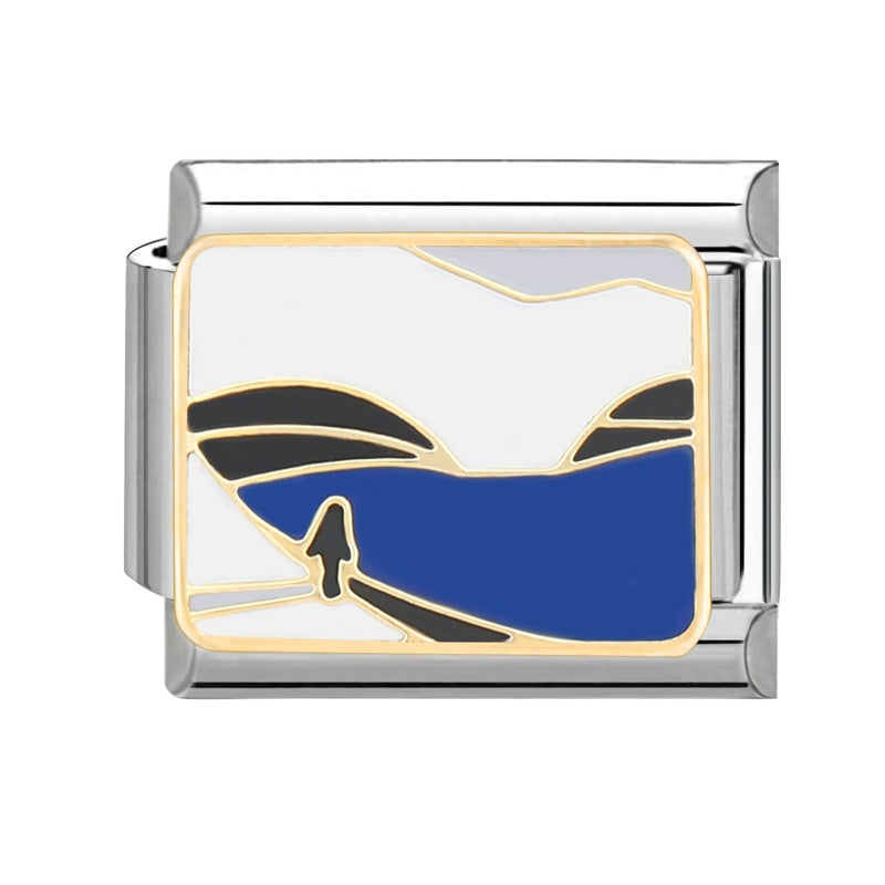 Wholesale Steel Base Blue Series Creative DIY Personalized Handmade Craft Bracelet Charms