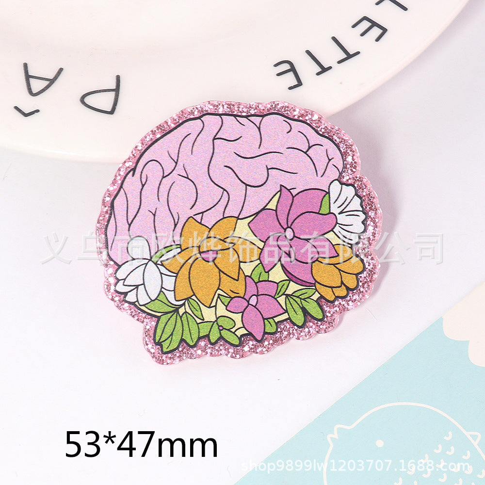 Wholesale New loose powder cartoon letters cute jewelry acrylic pin DIY patch accessories