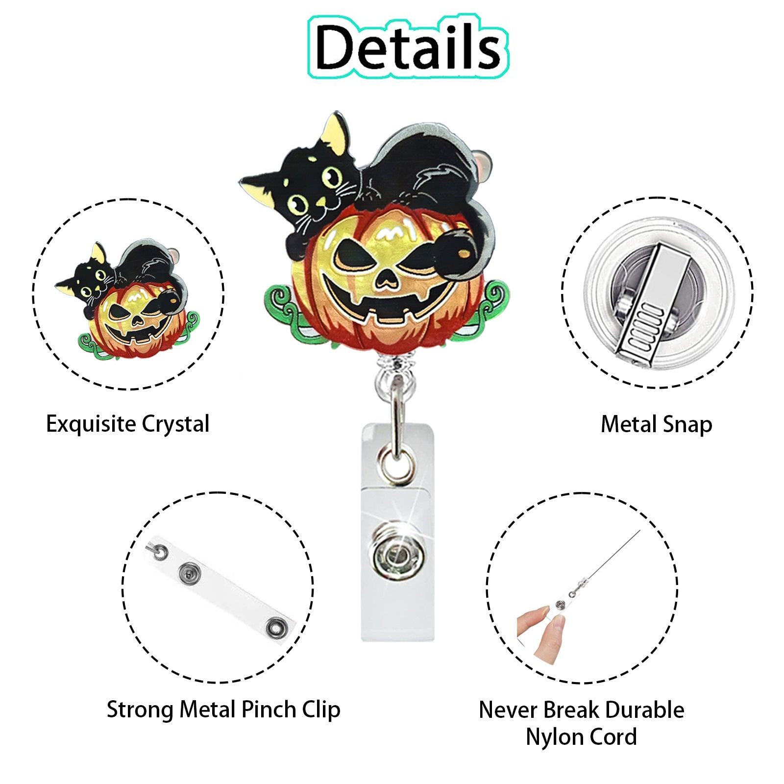 Wholesale halloween acrylic retractable rotating easy pull Badge Reels