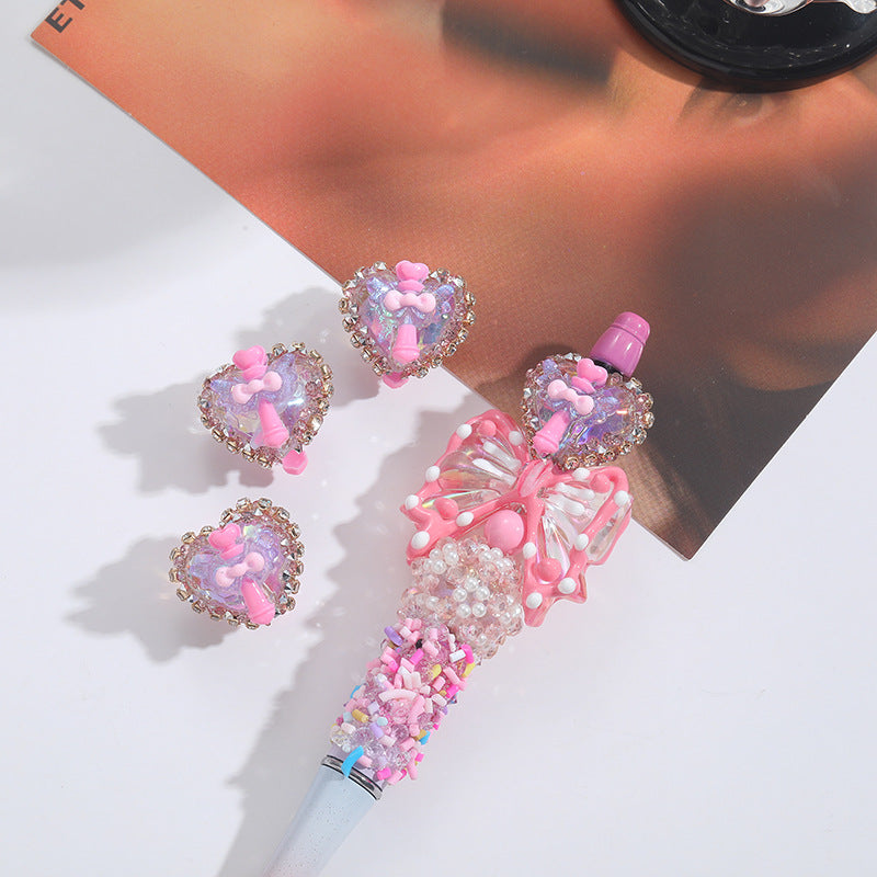 Wholesale 10pcs Magic Wand Full Diamond Love String Ballpoint Pen Beads