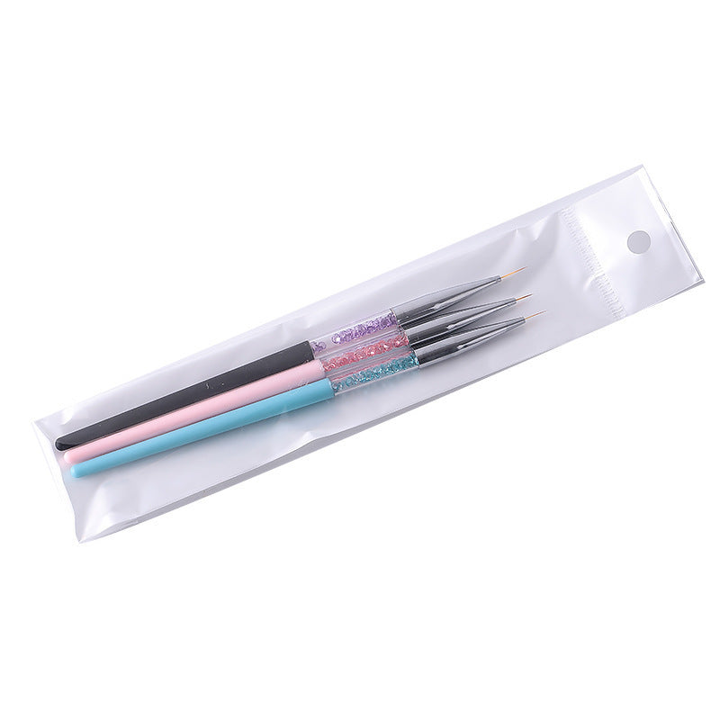 Wholesale Crystal Rod Hookwork Flower Long Rod Acrylic Nail Art Drawing Pen Set of 3