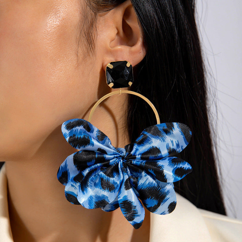 Wholesale Colorful leopard print fabric earrings