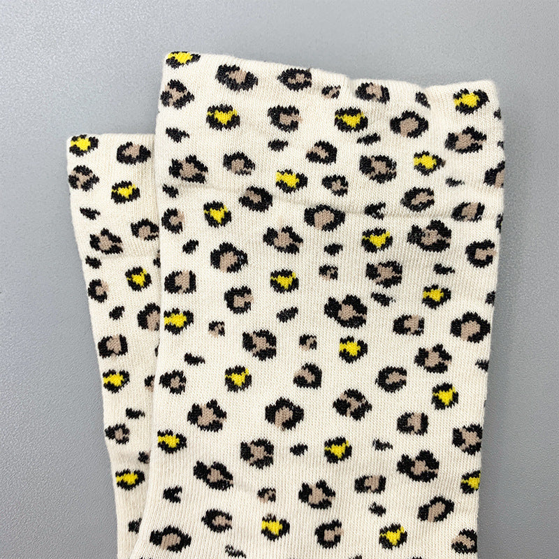 Wholesale Full Print Leopard Mid-cut Cotton Socks
